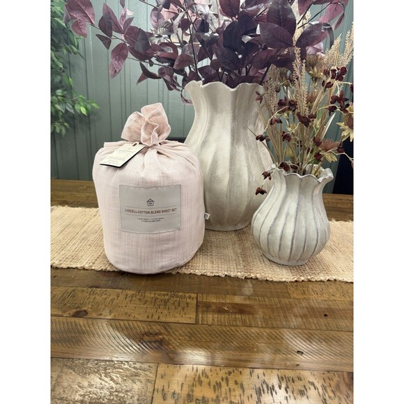 4pc King Micro Stripe Sheet Set Rust - Hearth & Hand with Magnolia NEW - Picture 1 of 7